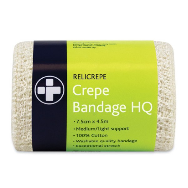 Relicrepe Crepe Bandage 7.5cm x 4m Roll Hospital Quality (RL803)