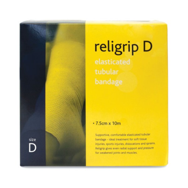 Religrip Natural Elasticated Tubular Bandage D for Large Arms / Medium Ankles / Small Knees (7.5cm x 10m) (RL464)