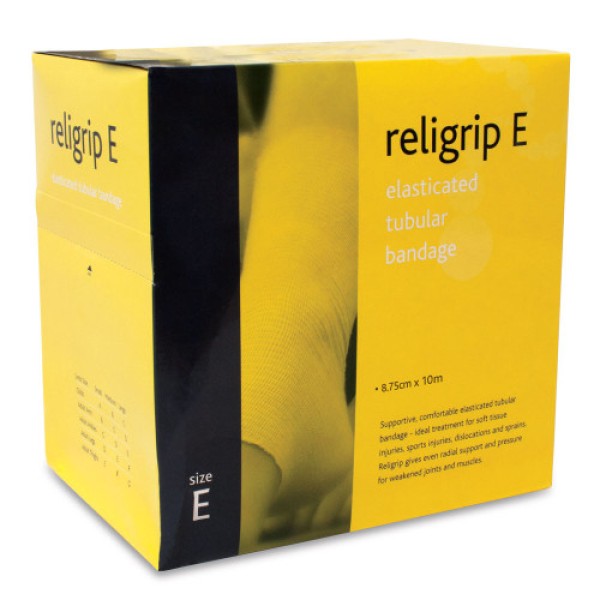 Religrip Natural Elasticated Tubular Bandage E for Large Ankles / Medium Knees / Small Thighs (8.75cm x 10m) (RL465)