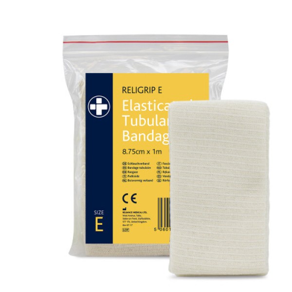 Religrip Natural Elasticated Tubular Bandage E for Large Ankles / Medium Knees / Small Thighs (8.5cm x 1m) (RL475)