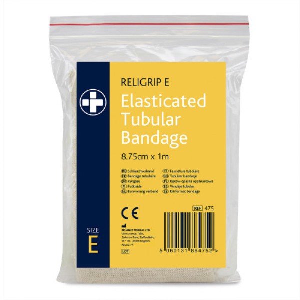 Religrip Natural Elasticated Tubular Bandage E for Large Ankles / Medium Knees / Small Thighs (8.5cm x 1m) (RL475)