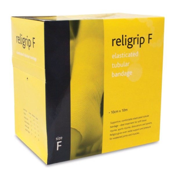 Religrip Natural Elasticated Tubular Bandage F for Large Knees / Medium Thighs (10cm x 10m) (RL466)