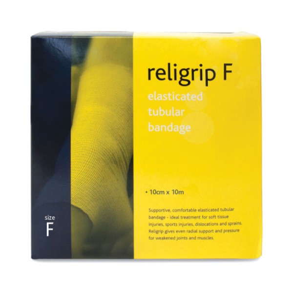 Religrip Natural Elasticated Tubular Bandage F for Large Knees / Medium Thighs (10cm x 10m) (RL466)