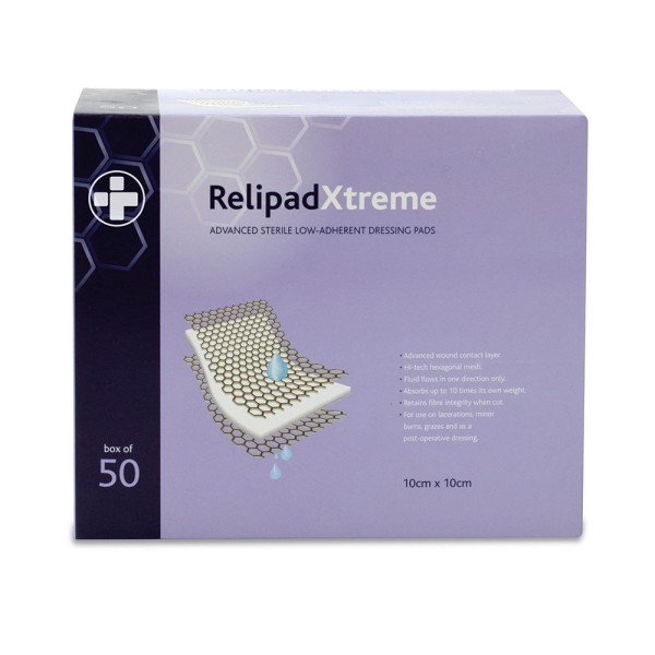 Relipad Xtreme Sterile Non Adherent Dressing Pad 10cm x 10cm (Box of 50) (RL2382)