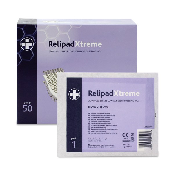 Relipad Xtreme Sterile Non Adherent Dressing Pad 10cm x 10cm (Box of 50) (RL2382)