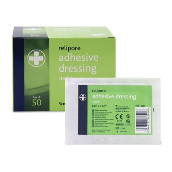 Relipore Adhesive Dressing Sterile 5cm x 7.5cm Box of 50 (RL600)