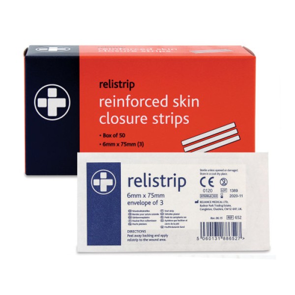 Relistrip Skin Closure Strips 3x 6mm x 75mm (Box of 50) (RL652)