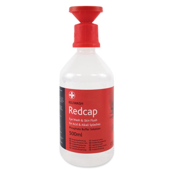 Reliwash Redcap Phosphate Buffer Solution with Eyebath 500ml (RL5990)