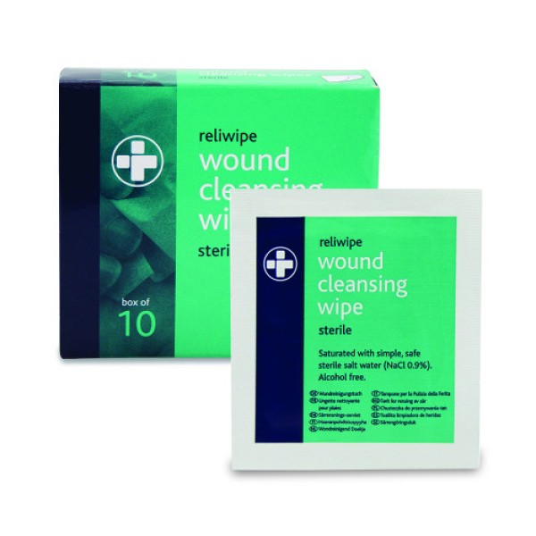 Reliwipe Saline Wound Cleansing Wipes Sterile (Pack of 10) (RL740)