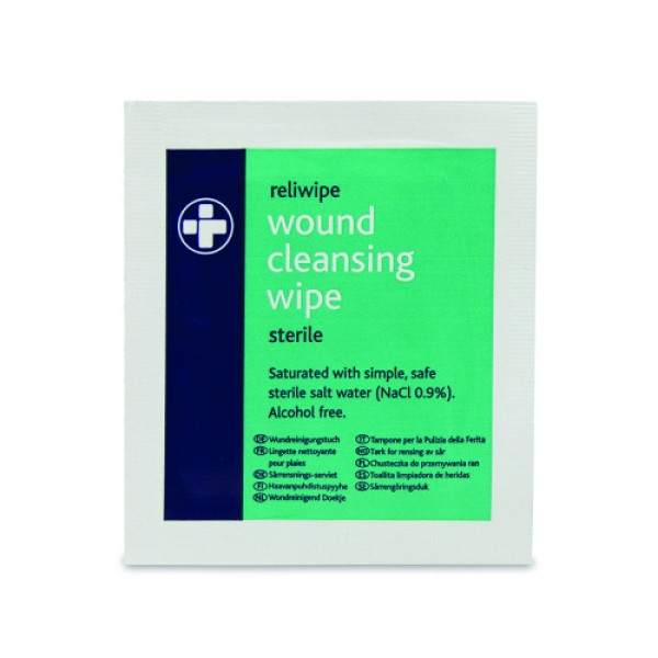 Reliwipe Saline Wound Cleansing Wipes (Box of 100) (RL745)