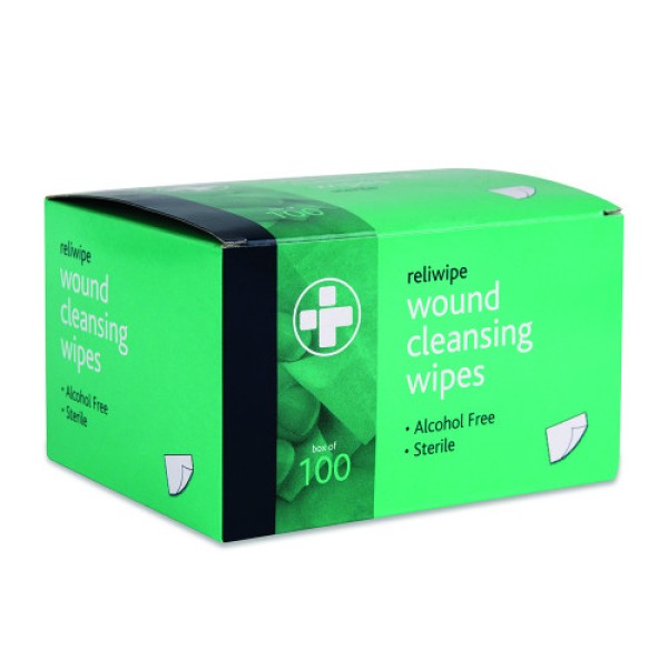 Reliwipe Saline Wound Cleansing Wipes (Box of 100) (RL745)